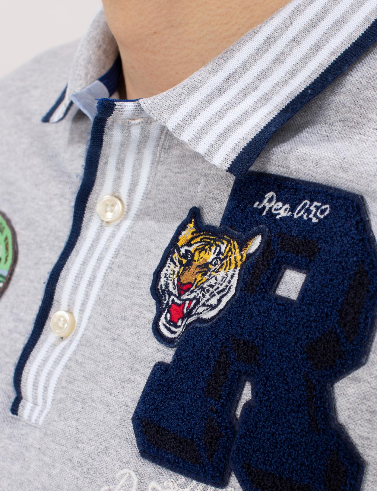 Custom fit cotton polo in Grey - W