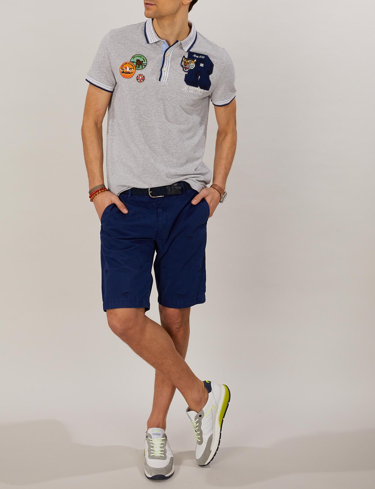 Custom fit cotton polo in Grey