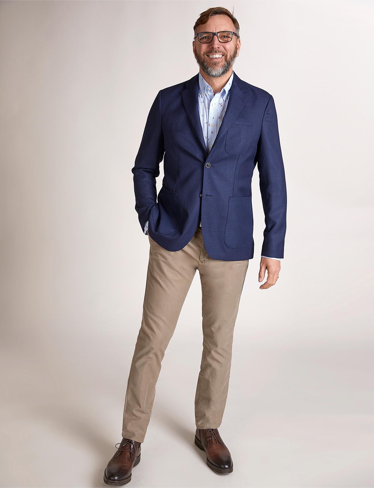 Blue Round Pocket Blazer In Blue - Bleu