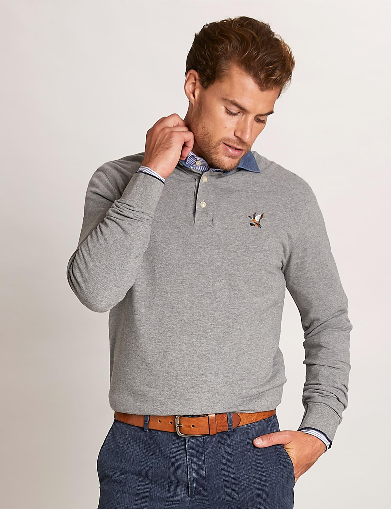 Custom Fit Cotton Polo In Grey - Gris