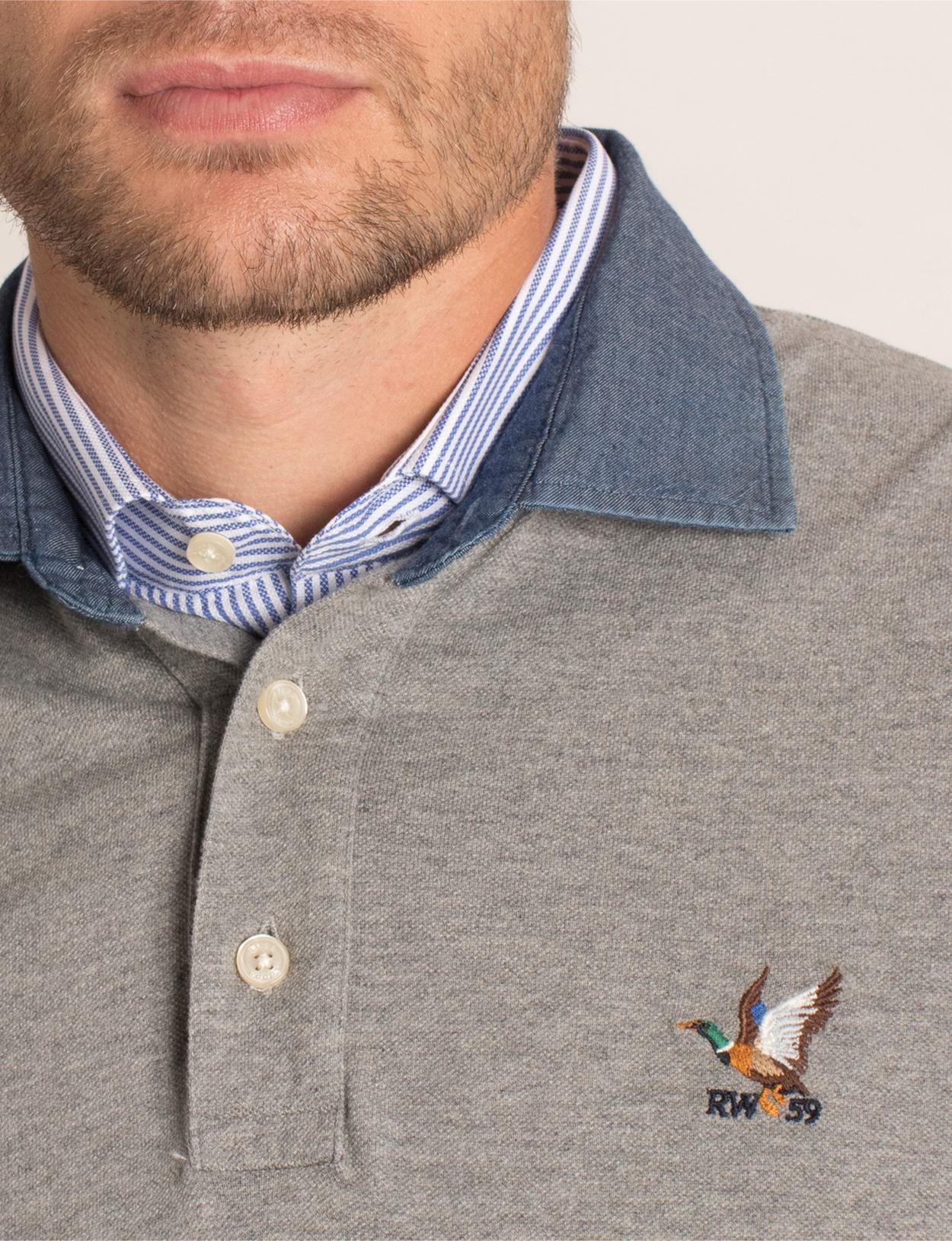 Custom Fit Cotton Polo In Grey - Grijs