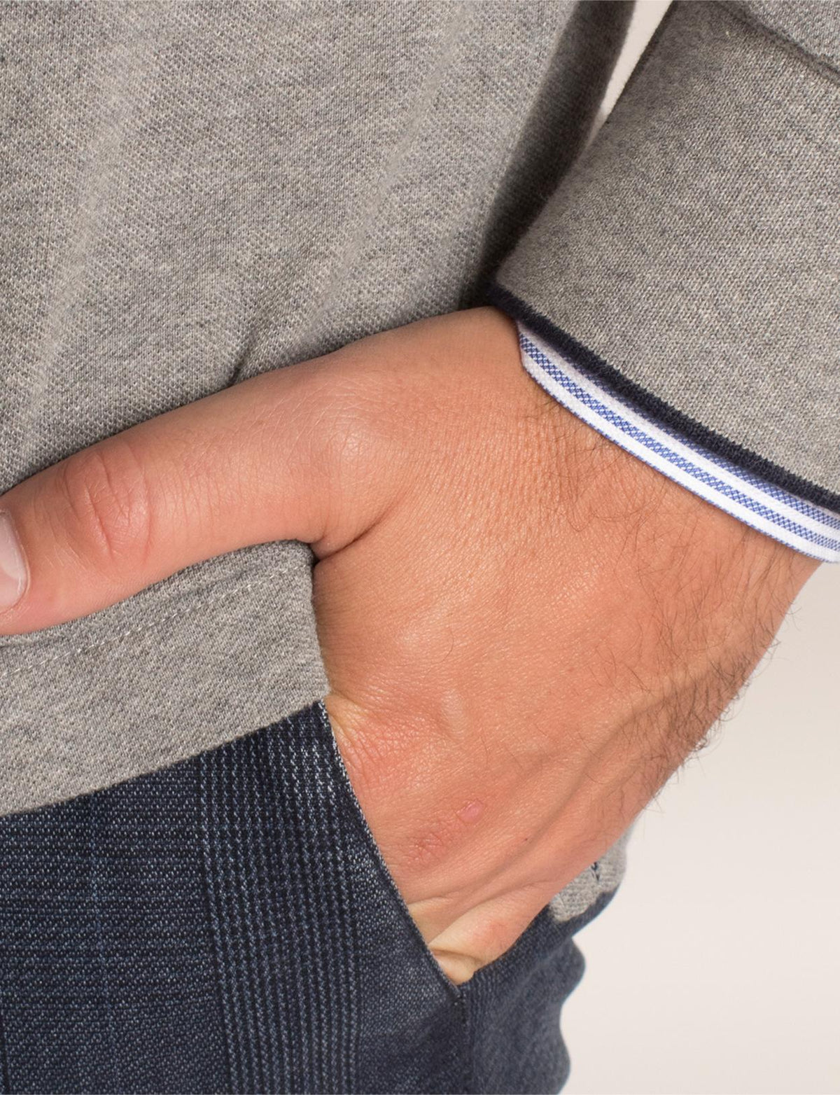 Custom Fit Cotton Polo In Grey - Gris