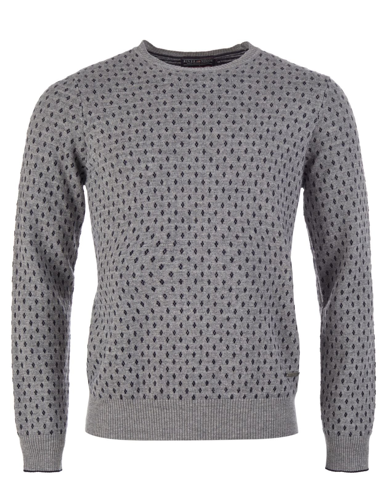Homme Pull Ajusté À Motif Diamant En Gris. - W