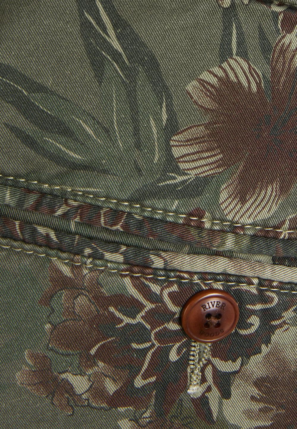 Shorts With Vintage Hibiscus Print - Groen