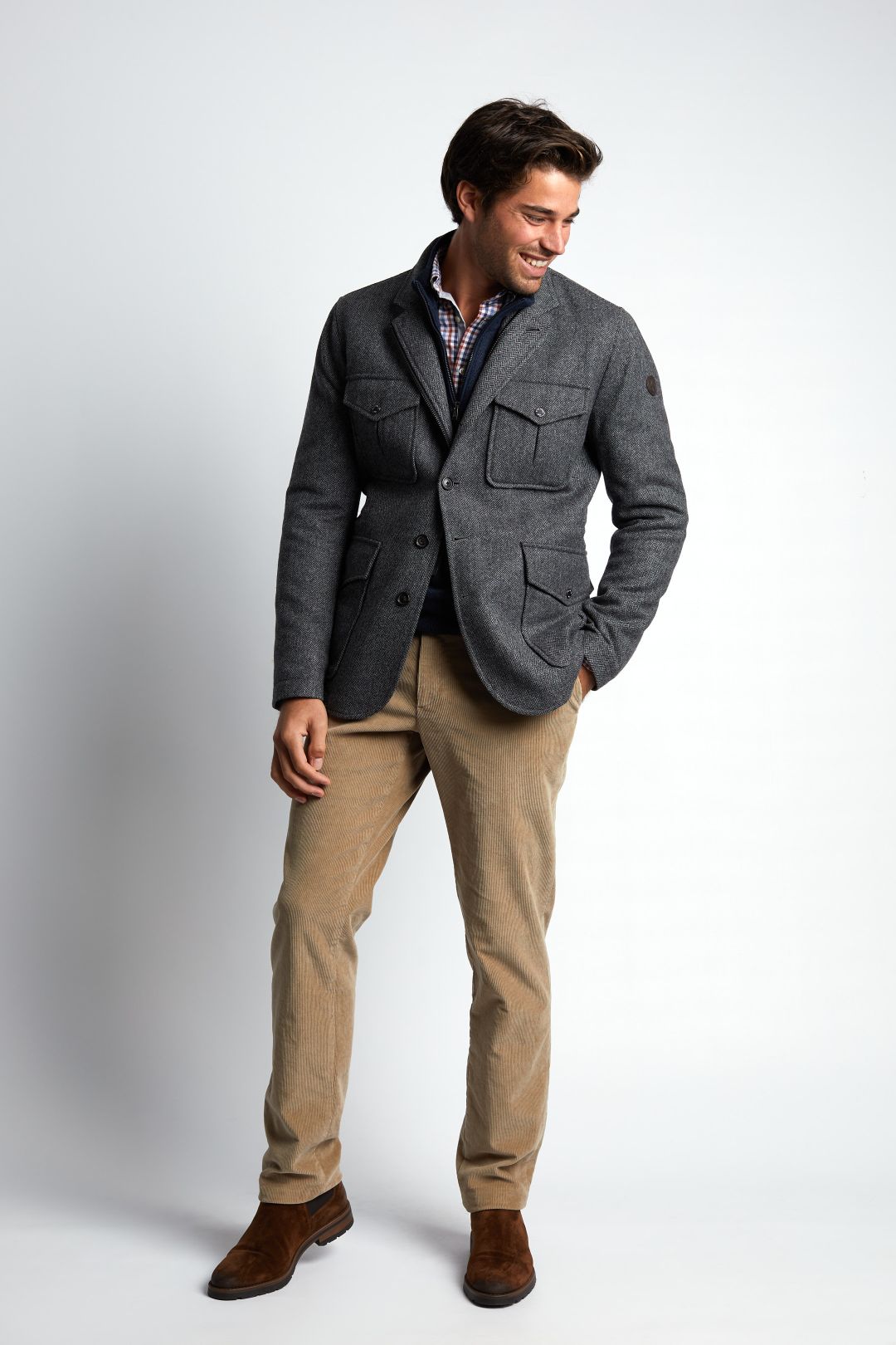 Homme Veste De Blazer À Poches Multiples - W