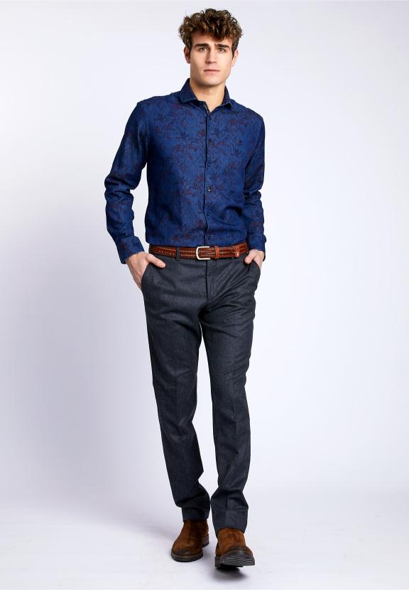 Custom Fit Riviera Shirt - Blauw
