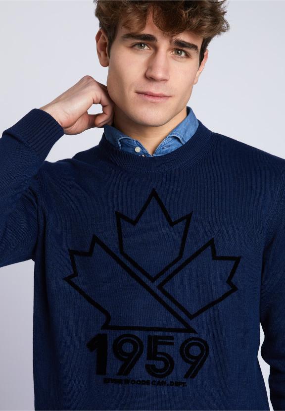 Custom Fit Round Neck Pullover - Blauw