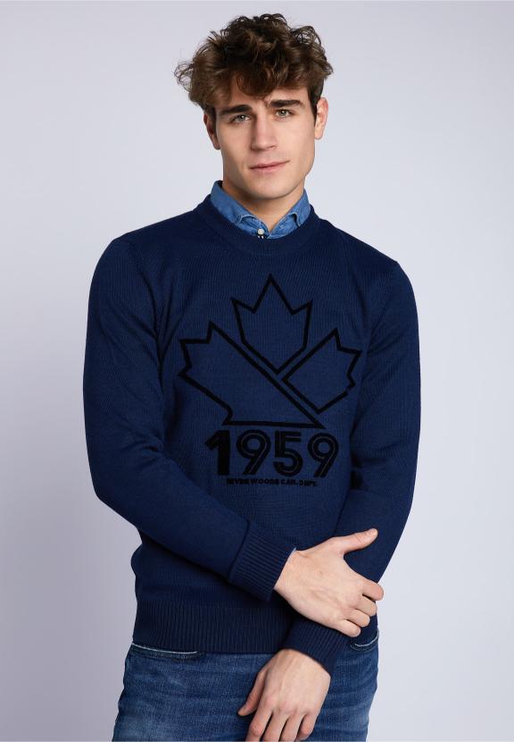 Custom Fit Round Neck Pullover - Blauw
