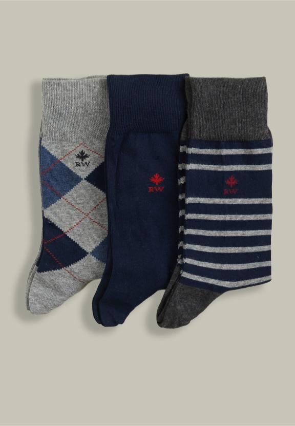 Cotton Socks 3-Pack Navy - Bleu