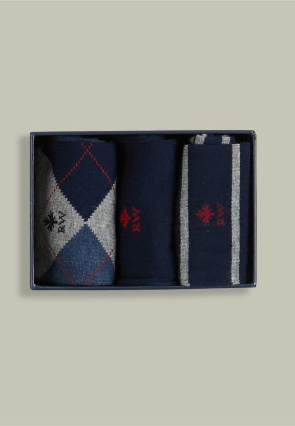Cotton Socks 3-Pack Navy - Bleu