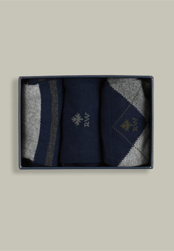 Cotton Socks 3-Pack Navy - Bleu