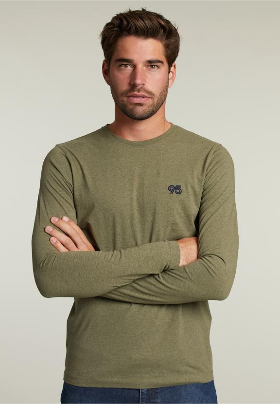 Basic Slim Fit T-Shirt In Cottage Mix - Khaki