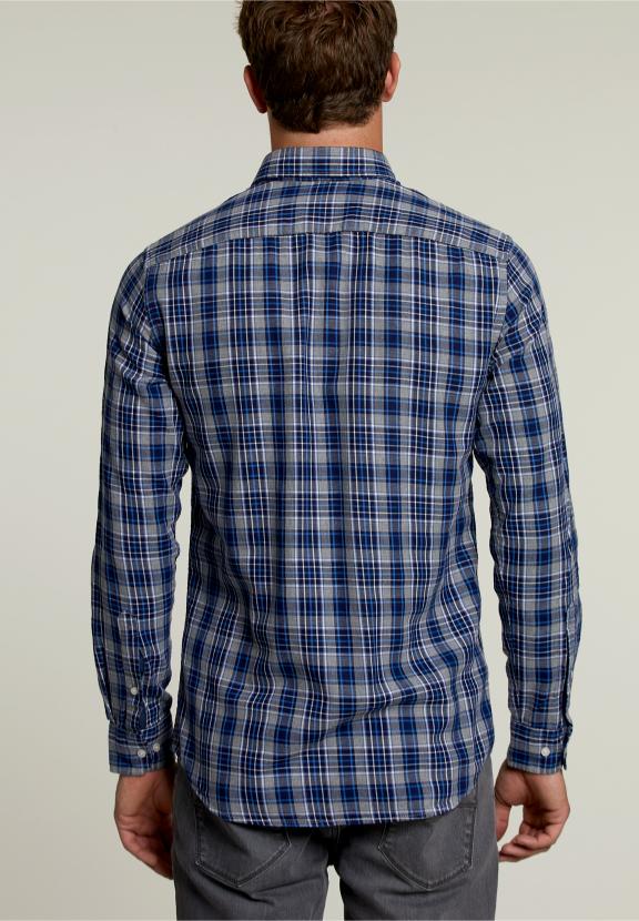 Chemise à Carreaux Sur Mesure Bleu/Gris - W