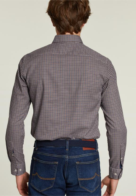 Custom Fit Checked Shirt Multi - Kaki