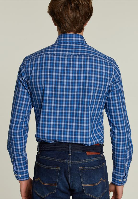 Chemise à Carreaux Sur Mesure Bleu/Blanc - Multi - W