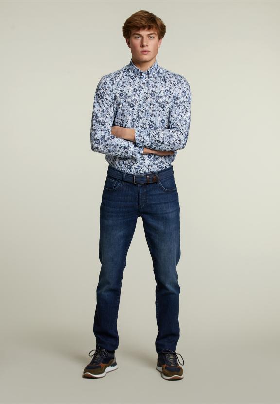 Slim Fit Fantasie Shirt Multi - Blauw - C-000 - W