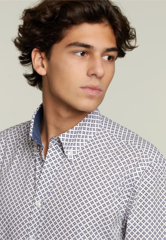 Slim Fit Fantasie Shirt Multi - Bruin - W