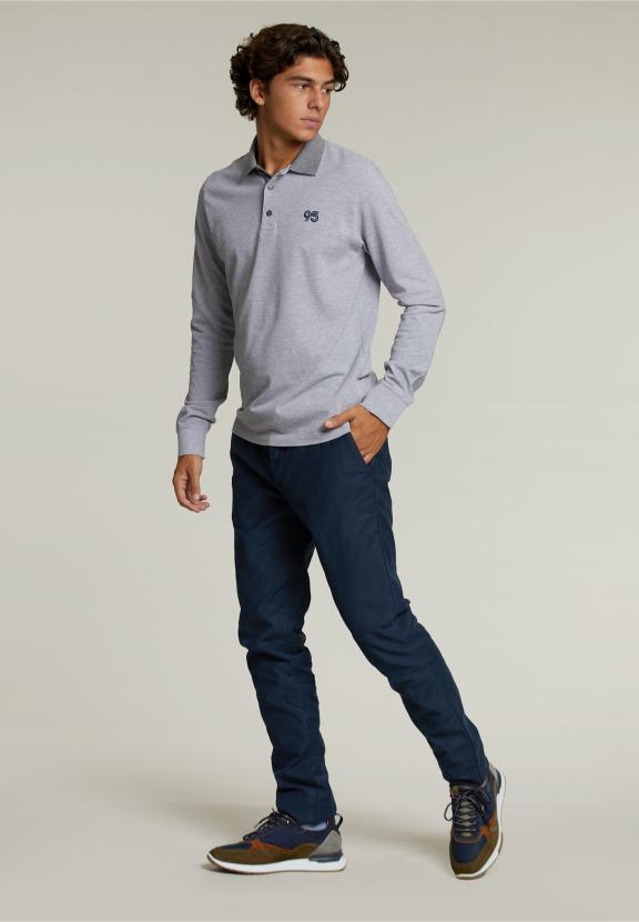 Custom Fit Cotton Polo Pinguin Mix - Grijs