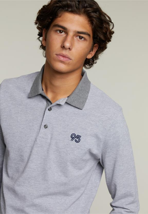 Custom Fit Cotton Polo Pinguin Mix - Grijs