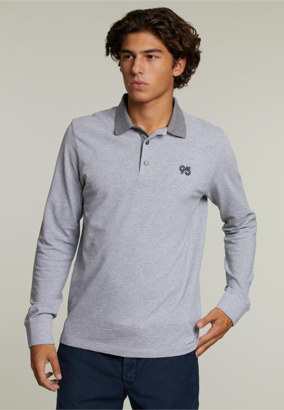 Custom Fit Cotton Polo Pinguin Mix - Grijs