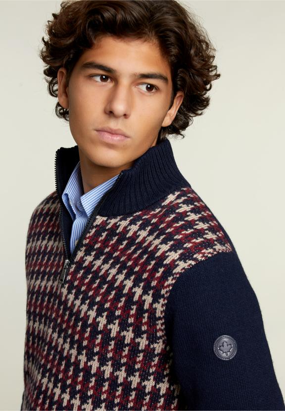 Slim Fit Woolen Sweater Navy/Montrose - Bleu