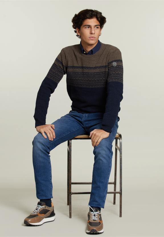 Pull en Laine Sur Mesure Barrel Mix - Marron - W
