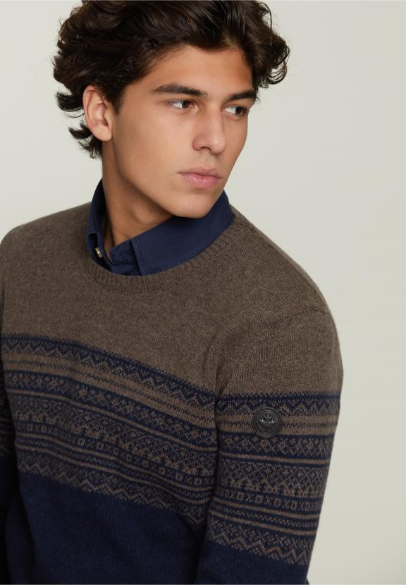 Pull en Laine Sur Mesure Barrel Mix - Marron - W