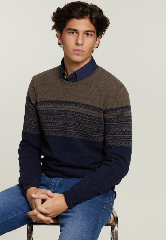 Pull en Laine Sur Mesure Barrel Mix - Marron - W