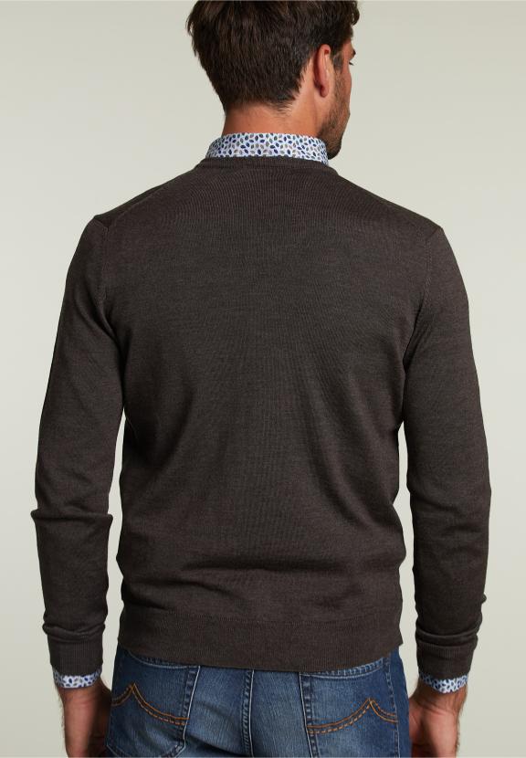 Op Maat Gemaakte Merino V-Hals Trui Barrel Mix - Bruin - RM22W-C9952_A-000 - W