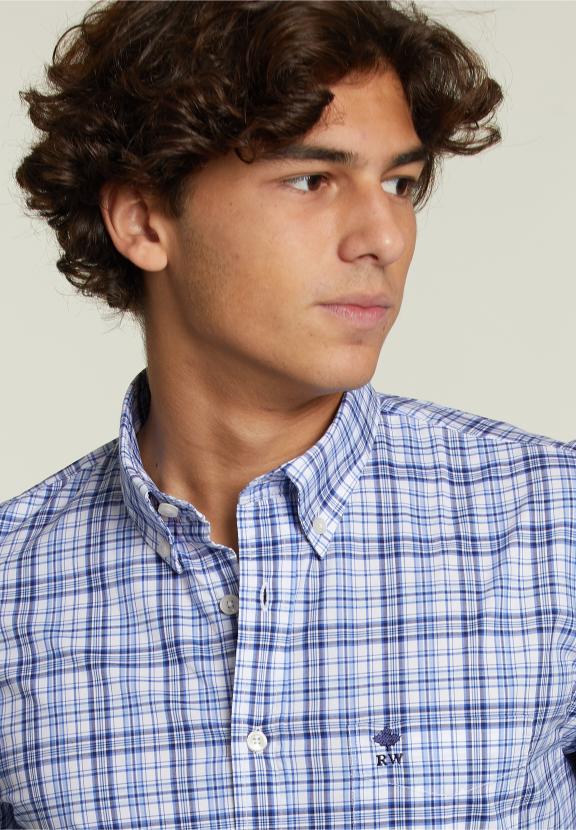 Custom Fit Checked Shirt With Pocket Multi - Meervoudig