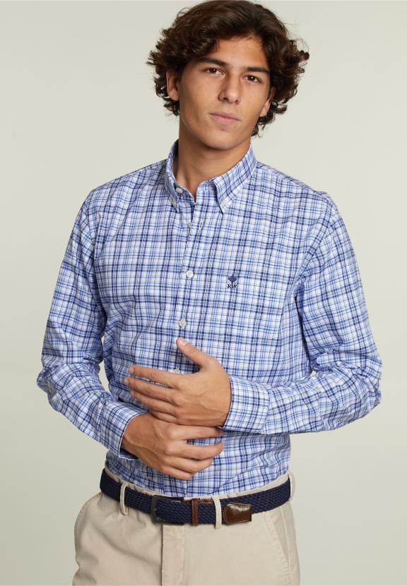 Custom Fit Checked Shirt With Pocket Multi - Meervoudig