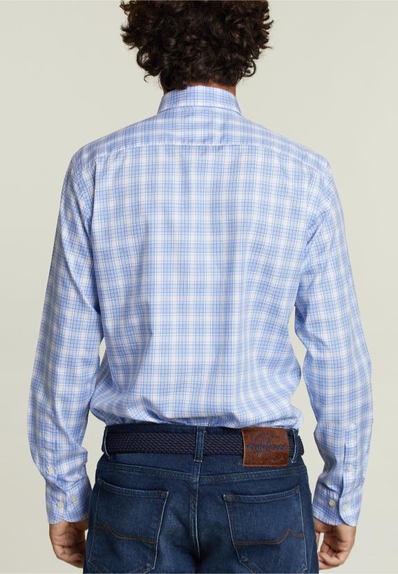 Custom Fit Checked Shirt Multi - Bleu