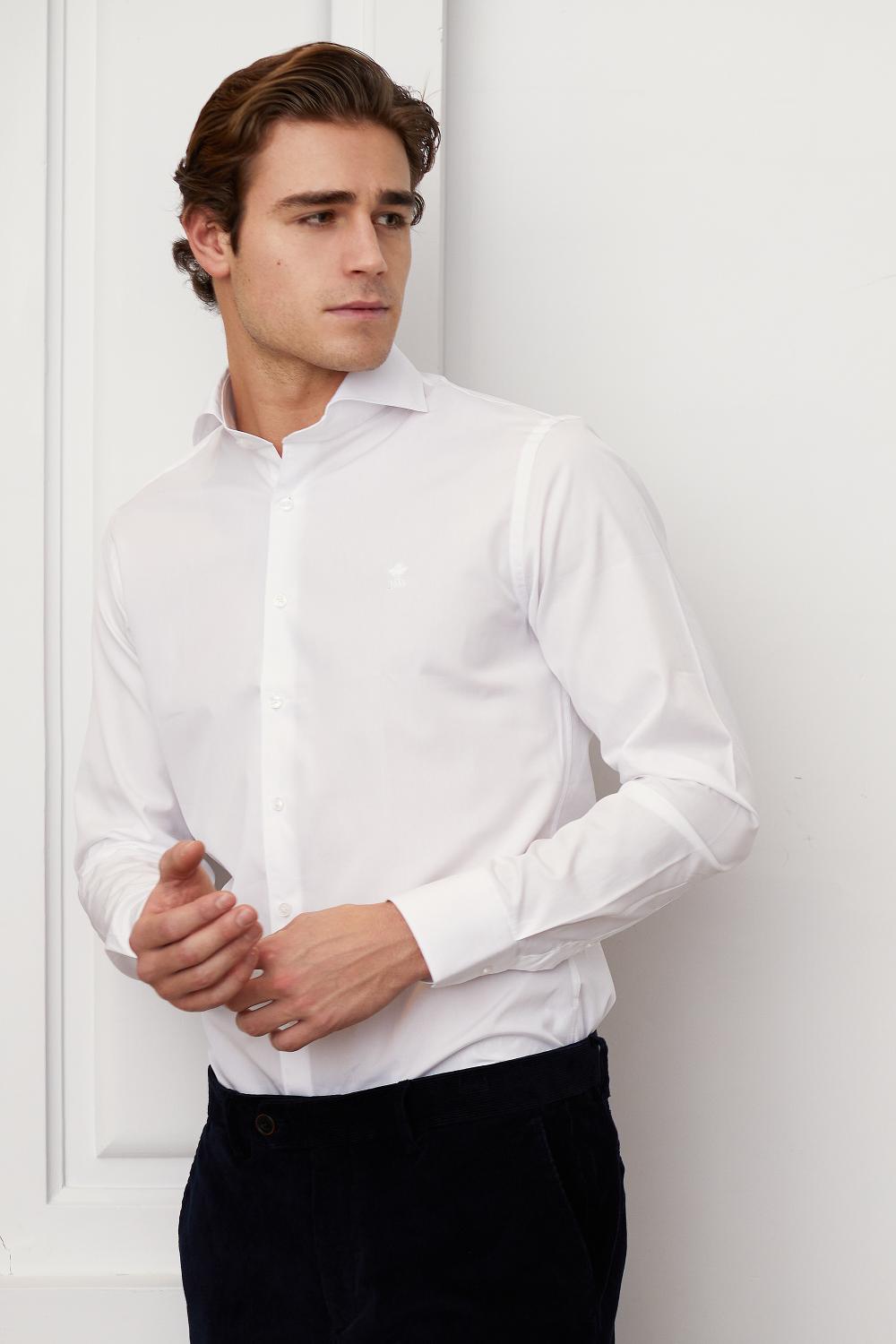 Slim Fit Uni Shirt White - Blanc