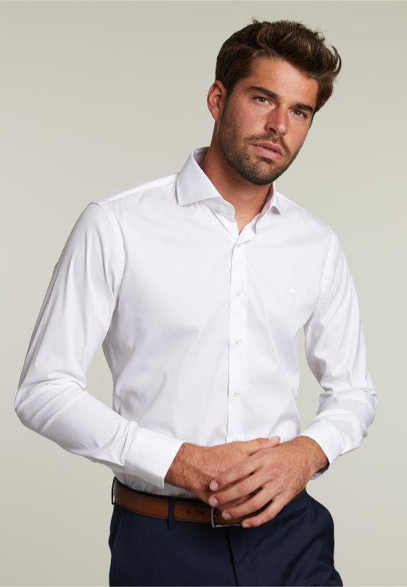 Slim Fit Uni Shirt White - Blanc