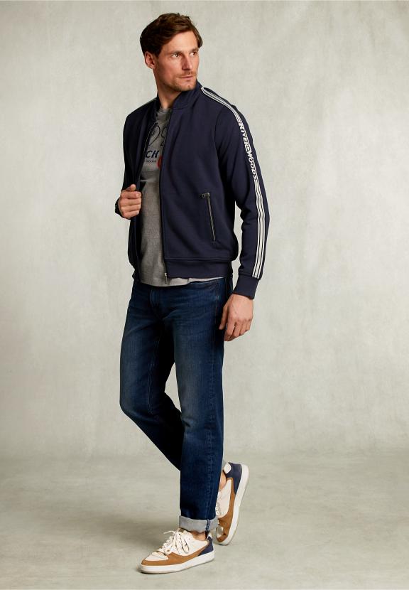 Cardigan With Zipper Navy - Bleu