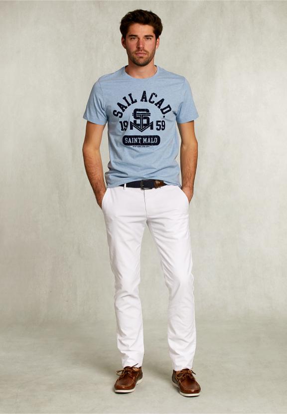 Normal Fit Basic T-Shirt Dark Victoria Mix - Blauw