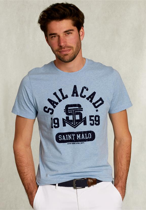 Normal Fit Basic T-Shirt Dark Victoria Mix - Blauw