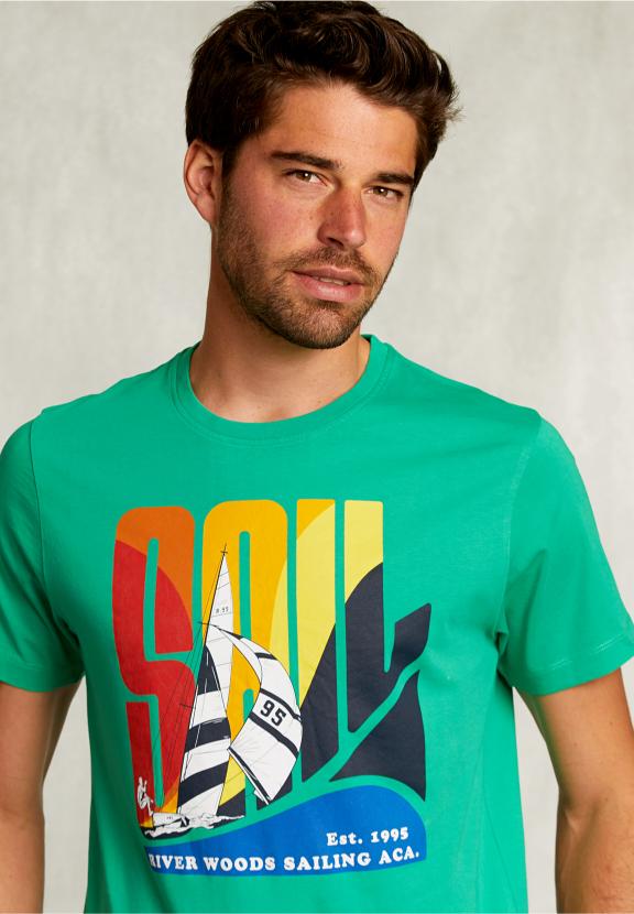 Normal Fit Basic T-Shirt In Papaya - Groen