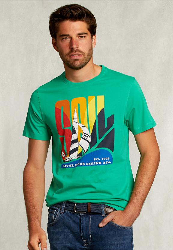 Normal Fit Basic T-Shirt In Papaya - Groen