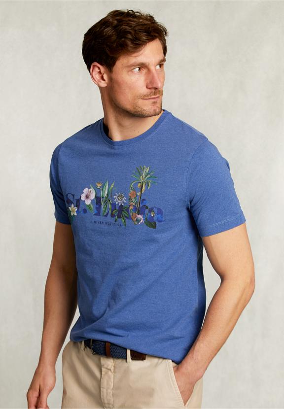 Normal Fit Basic T-Shirt Wallstreet Mel - Blauw