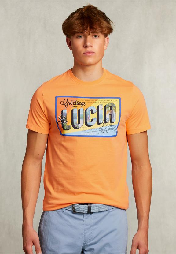 Normal Fit Basic T-Shirt In Sunrise - Orange