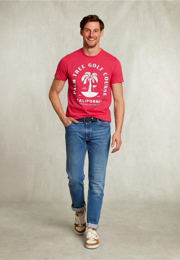 Normal Fit Basic T-Shirt In Flirt - Rose