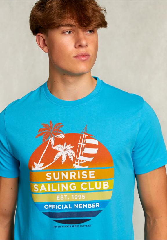 Normal Fit Basic T-Shirt In Aruba - Bleu