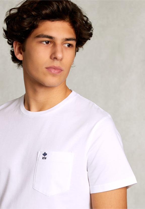 Custom Fit Pima Cotton T-Shirt Pocket White - Wit