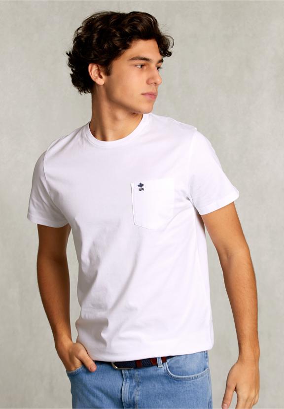 Custom Fit Pima Cotton T-Shirt Pocket White - Wit