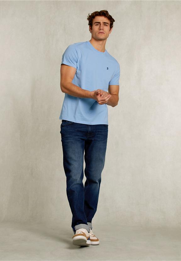 Custom Fit Pima Cotton T-Shirt Bay Blue - Bleu