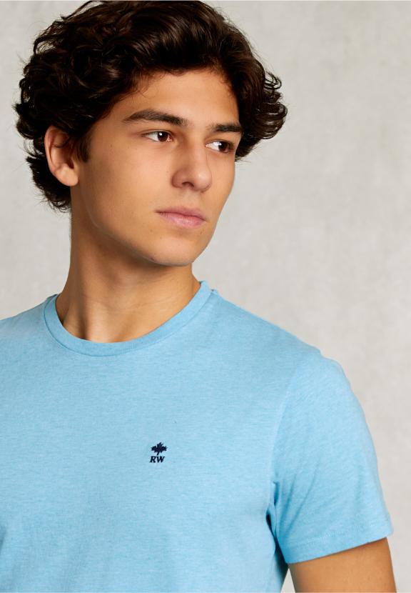 Custom Fit Pima Cotton T-Shirt Bora Bora Mix - Bleu