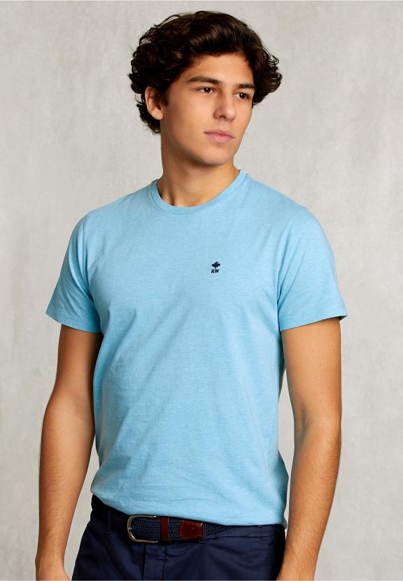 Custom Fit Pima Cotton T-Shirt Bora Bora Mix - Bleu