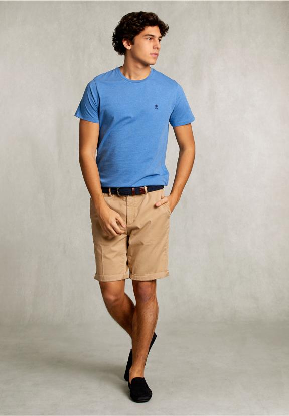 Custom Fit Pima Cotton T-Shirt Ocean Mix - Blauw