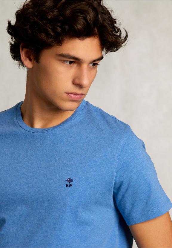 Custom Fit Pima Cotton T-Shirt Ocean Mix - Blauw